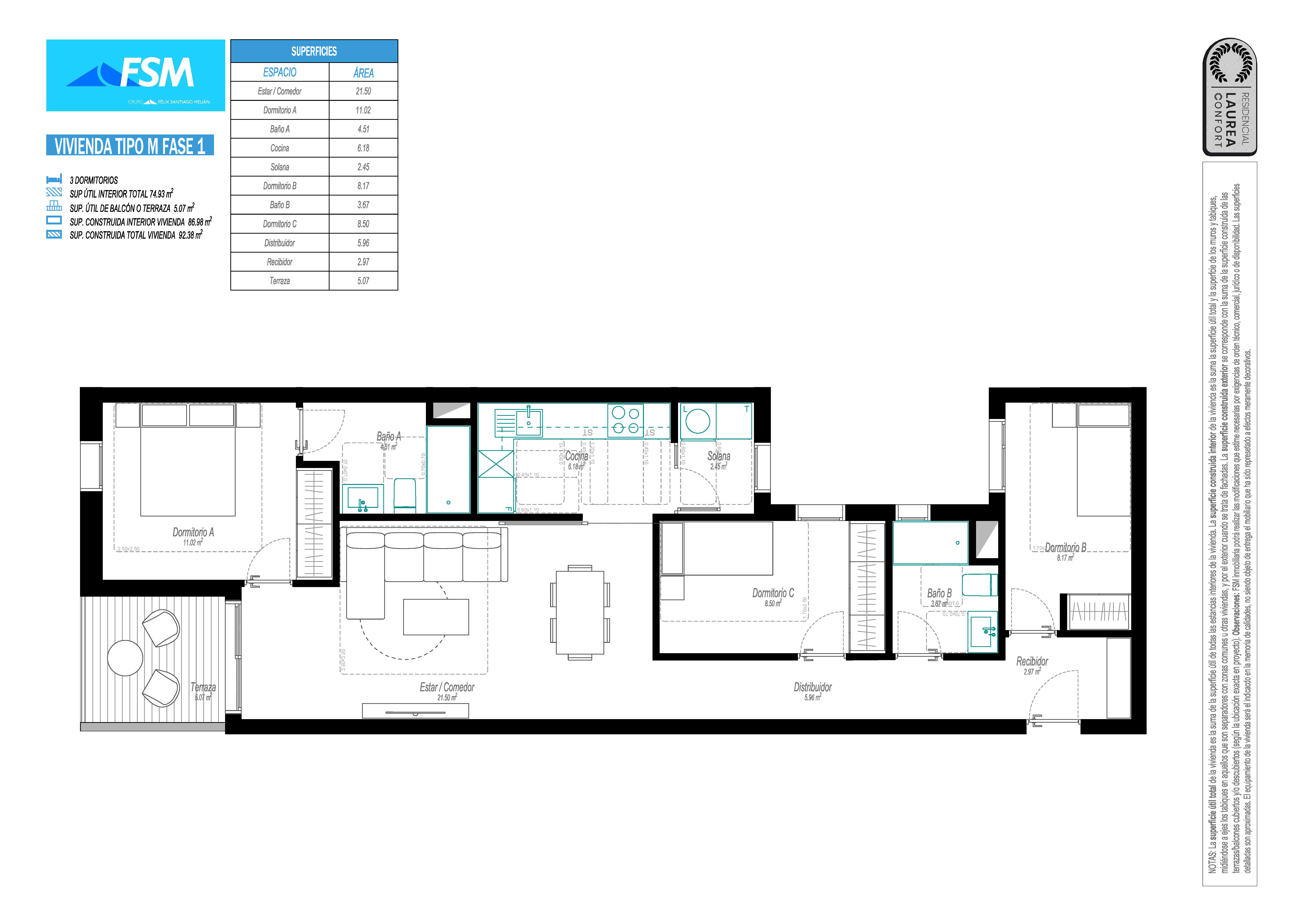 Vivienda tipo M - 3 dormitorios