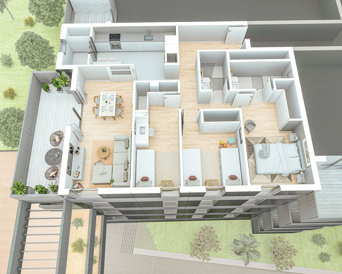 Vivienda tipo X - 3 dormitorios