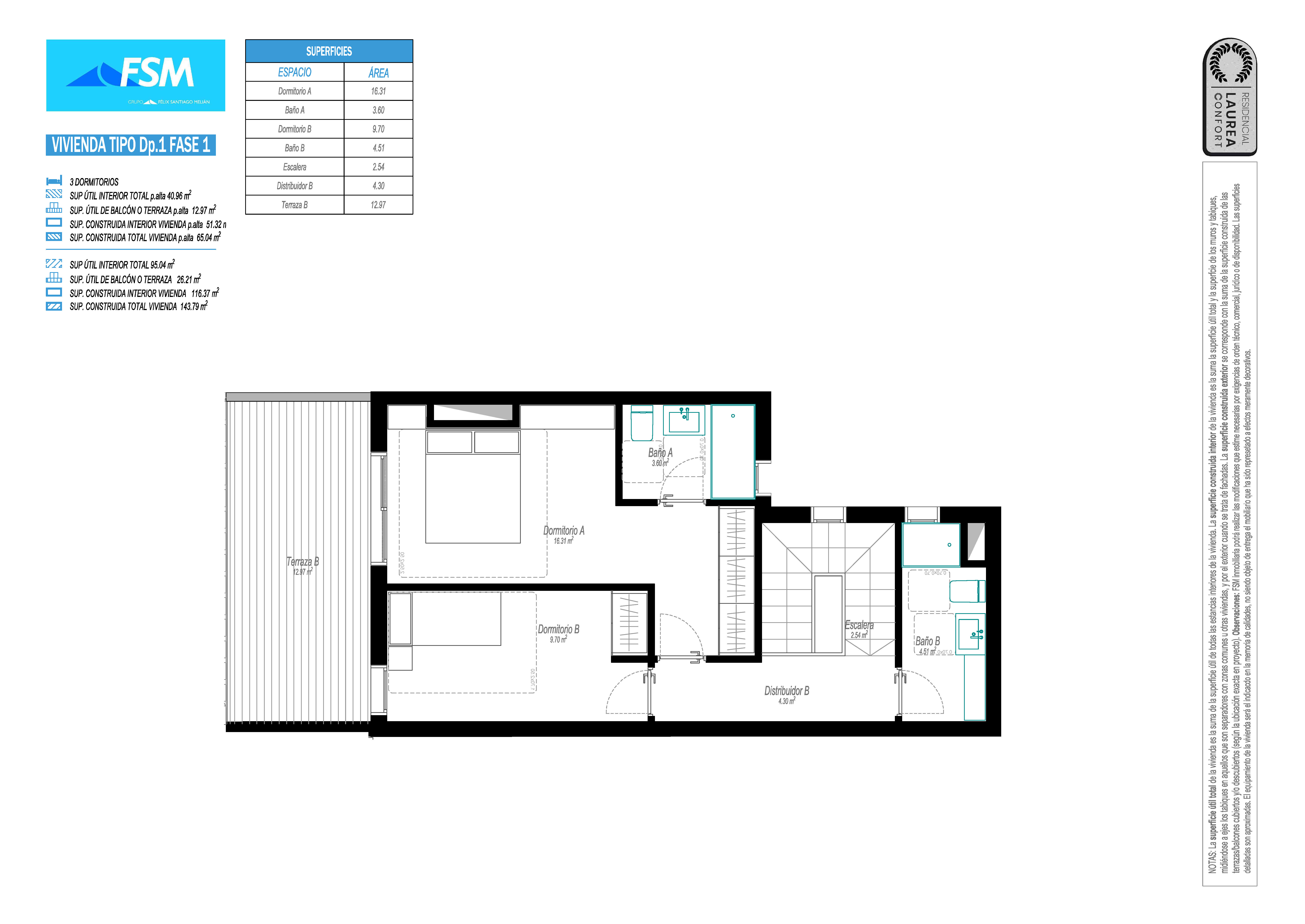 Vivienda tipo DP 1 - 3 dormitorios