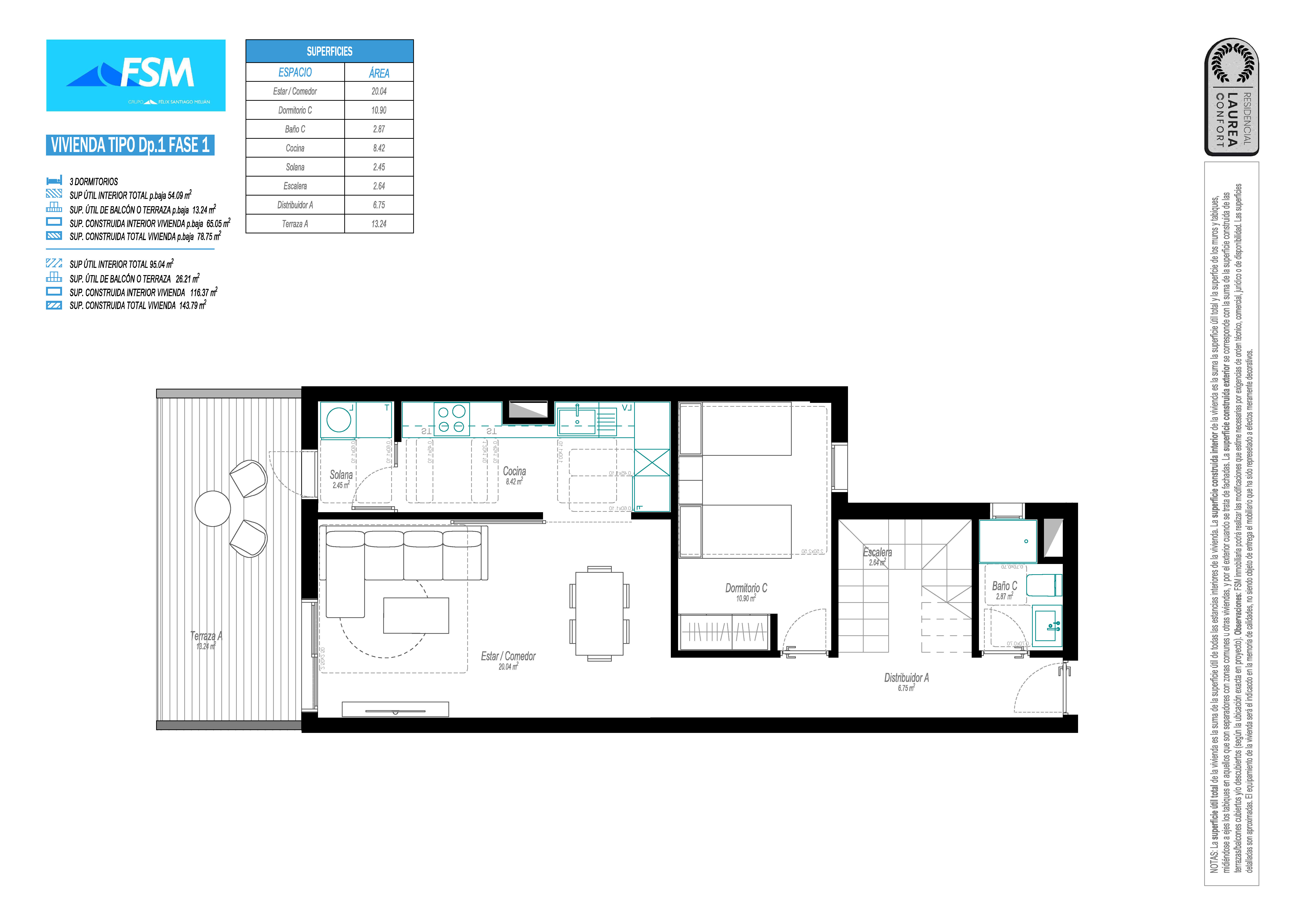 Vivienda tipo DP 1 - 3 dormitorios